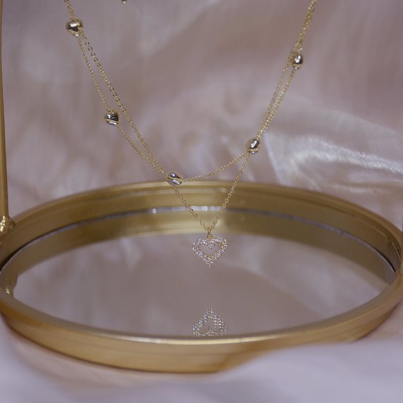 COPY - NEW 14k Gold Plated Diamond Heart Layer Necklace - Picture 7 of 7